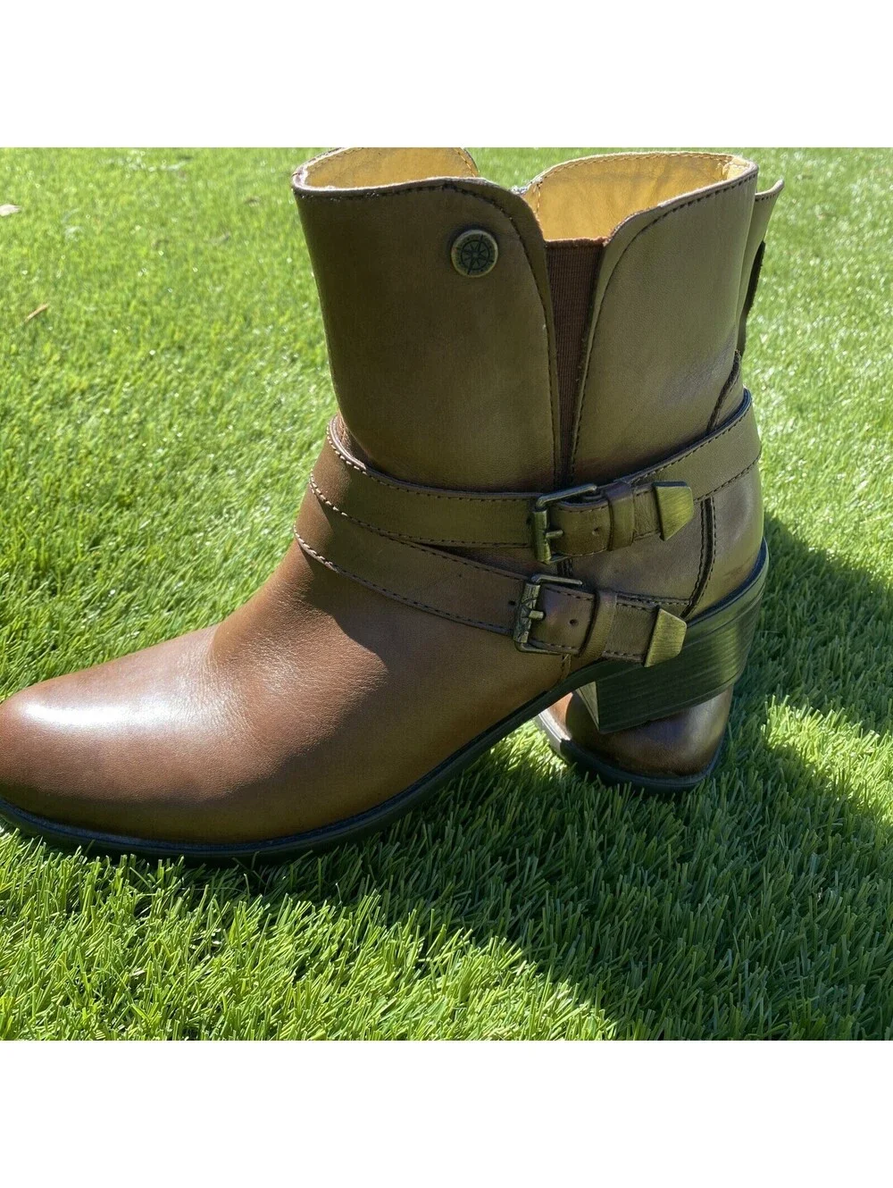 Bussola Antwerpen Luggage leather Ankle boots women’s 9,5low riding buckle strap